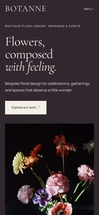 BOTANNE original Zaii Studio concept — mobile website preview