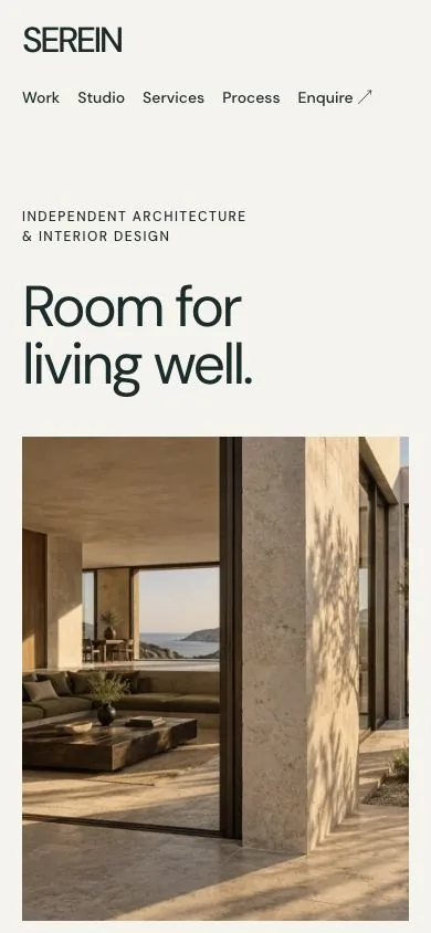 SEREIN original Zaii Studio concept — mobile website preview